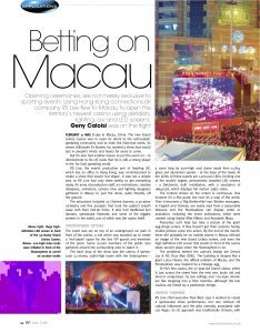 AV Magazine, applications - Betting on Macau