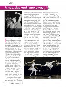 Dance Today - A hop, skip and a jump away Feb10